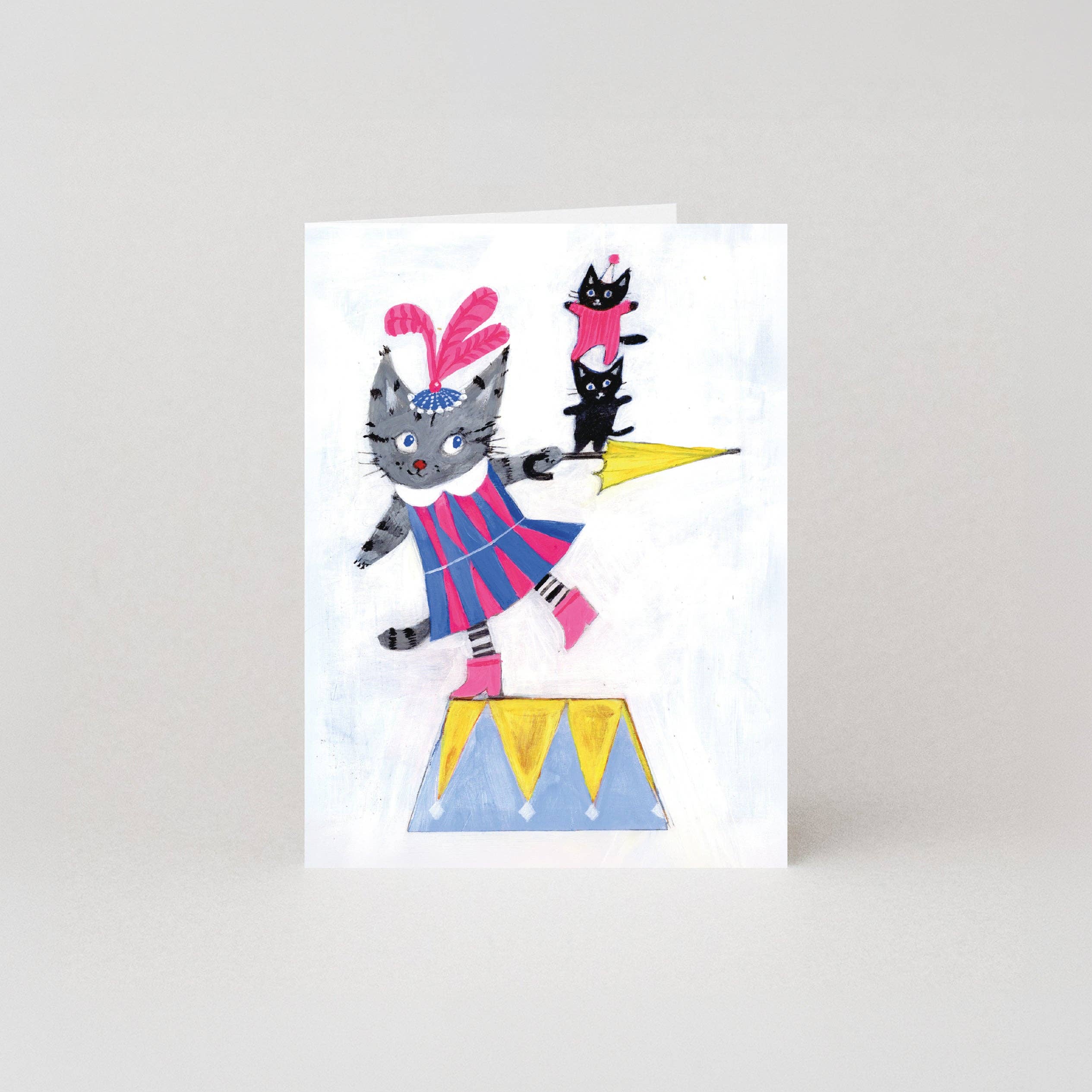 Circuskatten mini-kaart | Katwenskaart | Wenskaart voor nieuwe ouders