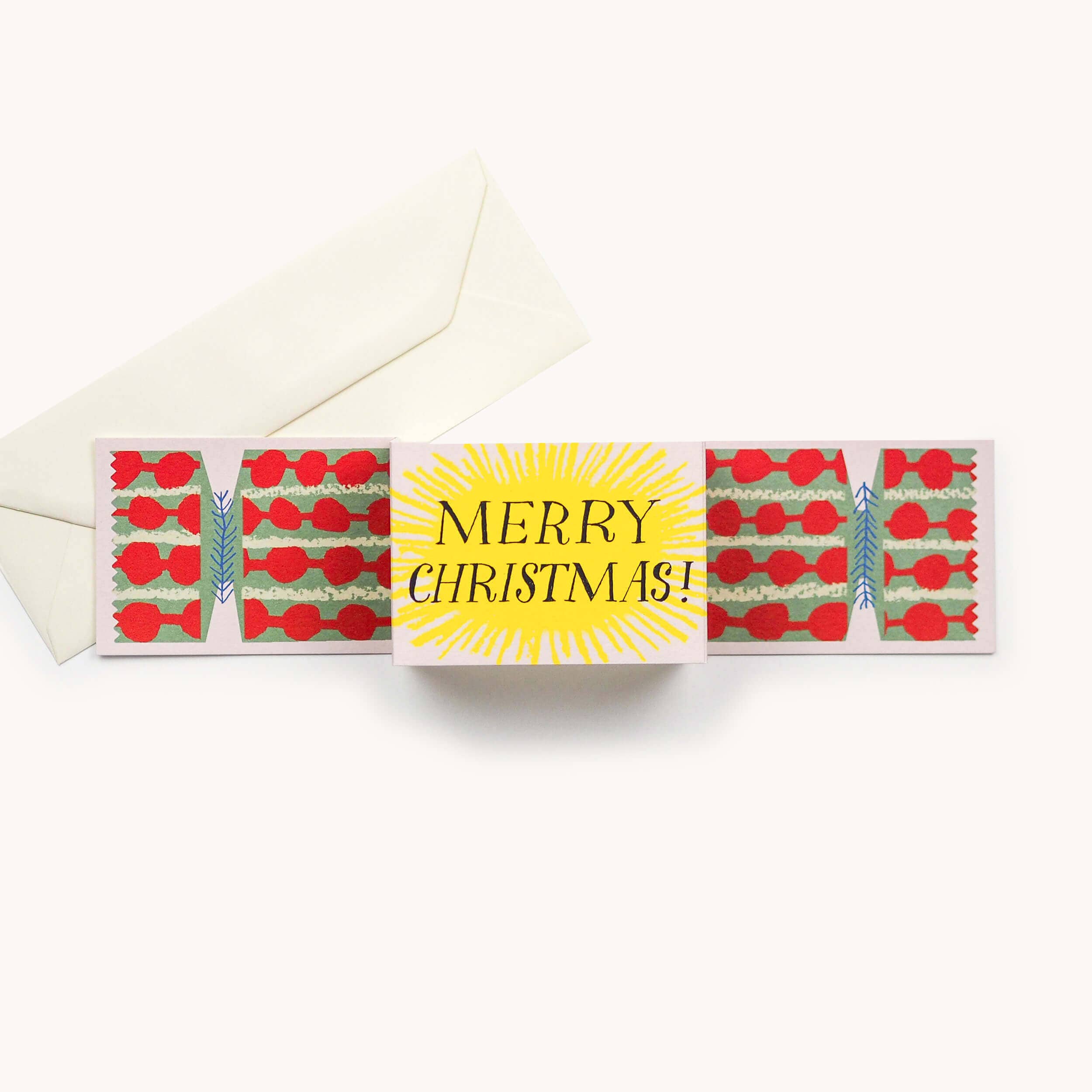 Kerstcrackerkaart, sfeerbeeld op tafel