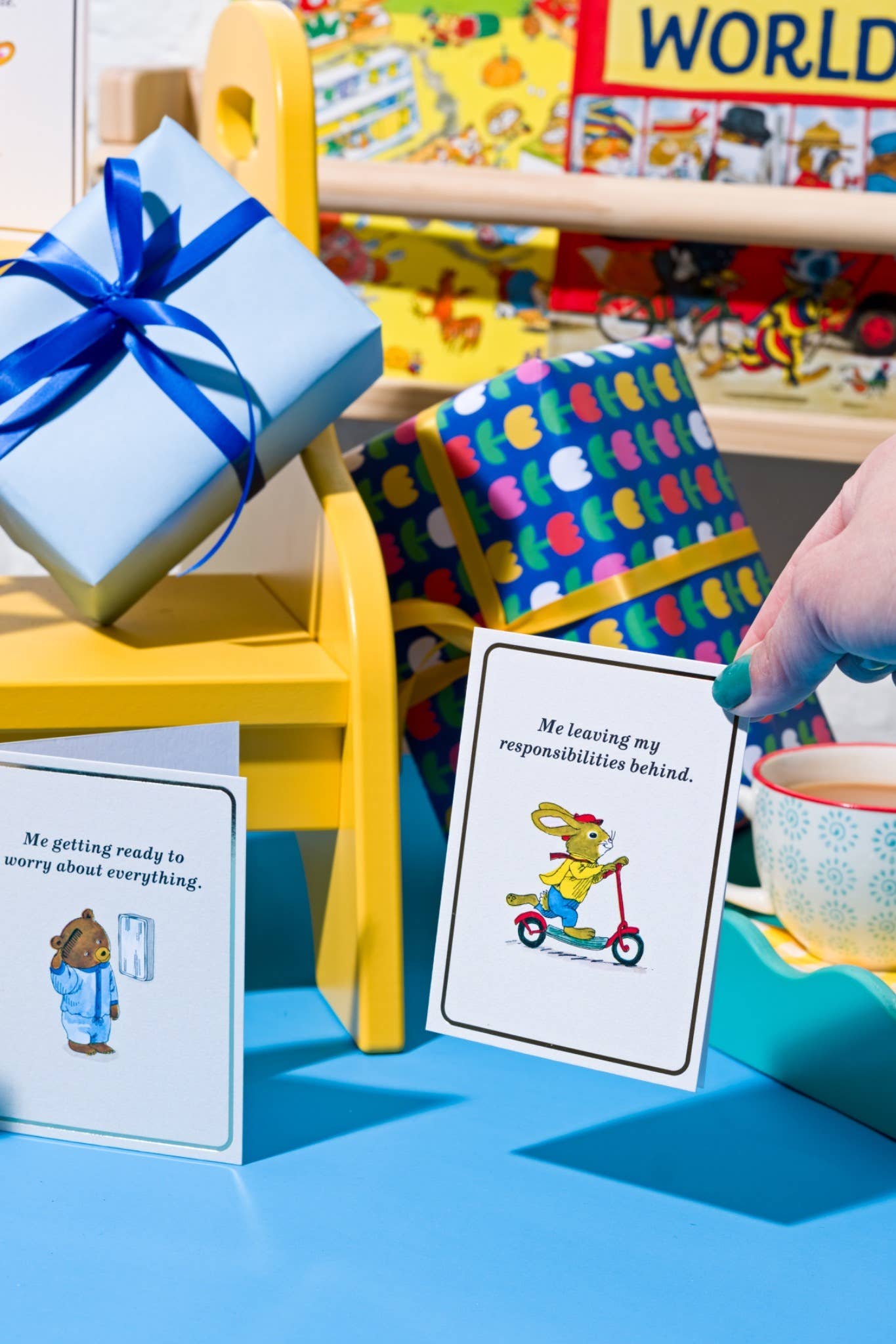 Zorgen - Goudfolie - Mini-kaart door Richard Scarry