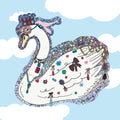 Glitter vinylsticker met handgetekende speelse zwaan van Eat the Moon