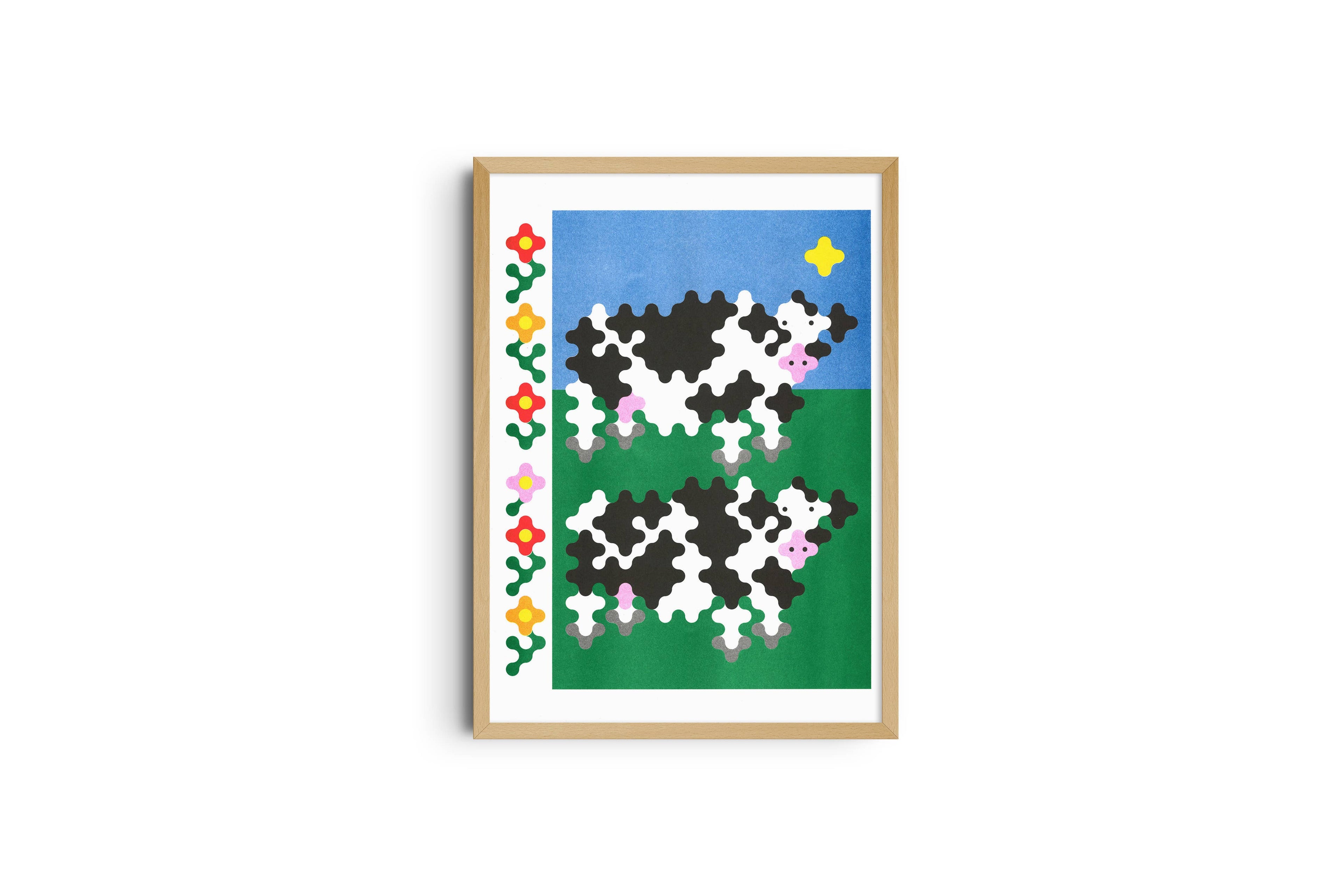 A3 risografieposter Twee koeien van Joe O'Donnell, KIBLIND Atelier