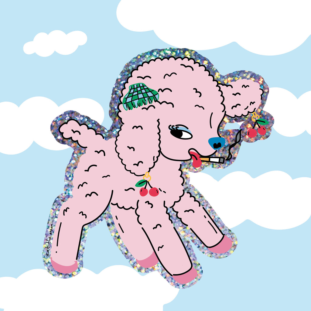 Glitter vinylsticker met handgetekend lammetje van Eat the Moon