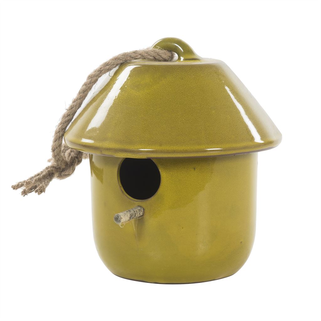 Keramische vogelhuispot geel Ø20 × 20 cm