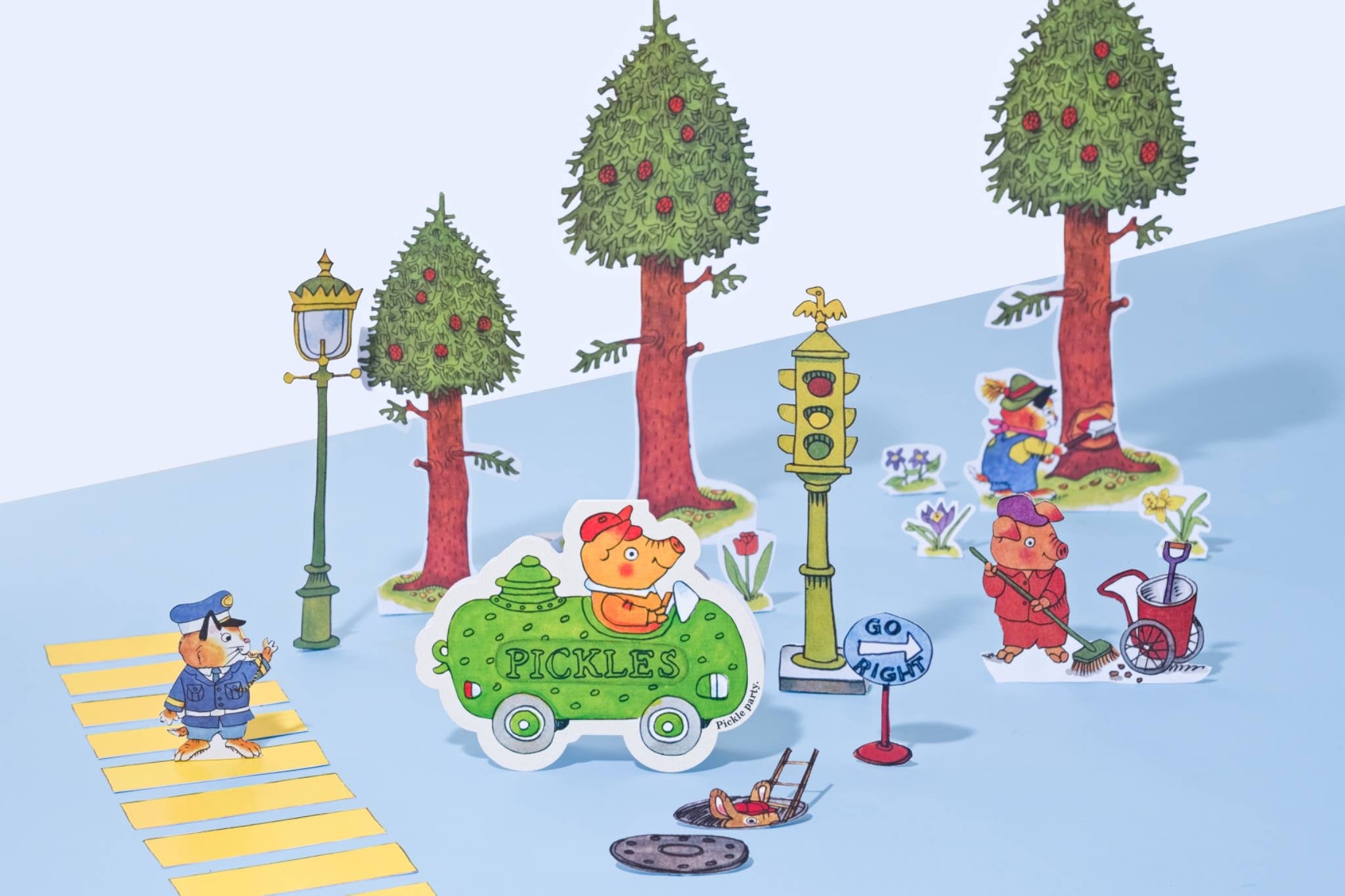 Pickle Pig-auto - gestanste kaart van Richard Scarry