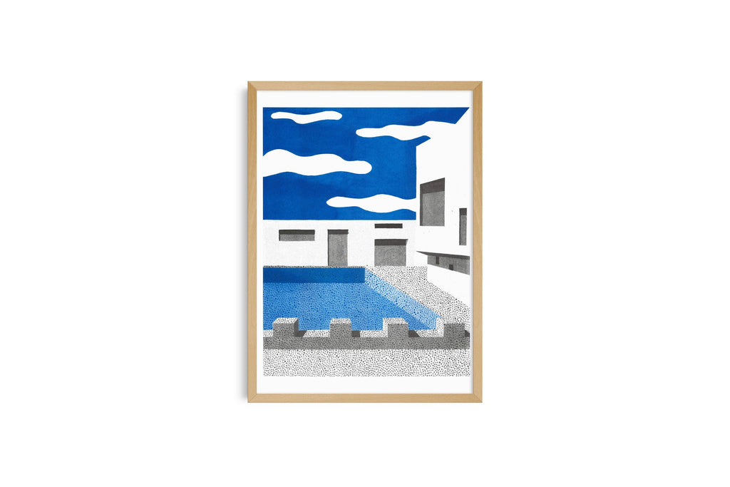 Risografieposter 'Le Havre' van Ana Popescu, gedrukt door KIBLIND Atelier