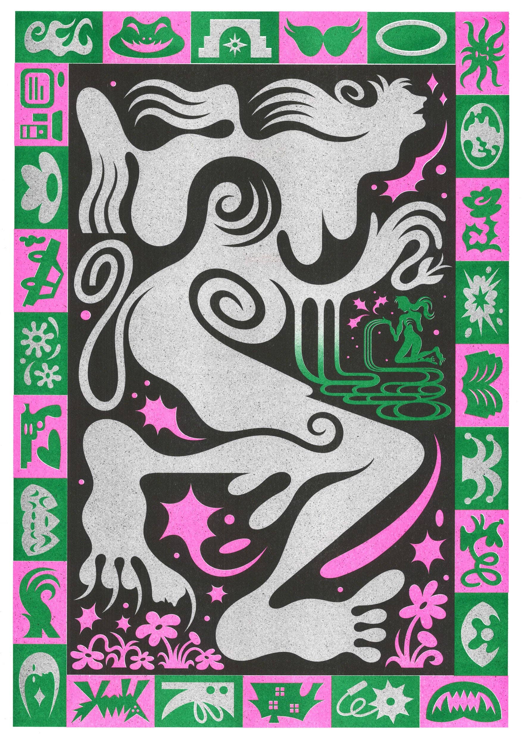 A3 poster 'If you could have anything' van Benedikt Luft, detail van de risografiedruk