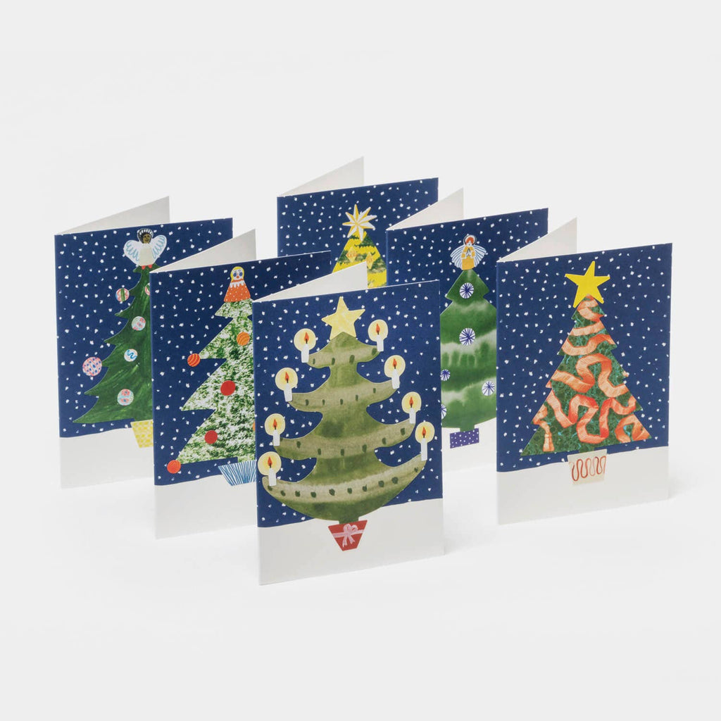 Kerstboomkaart versierd met stickers uit de set