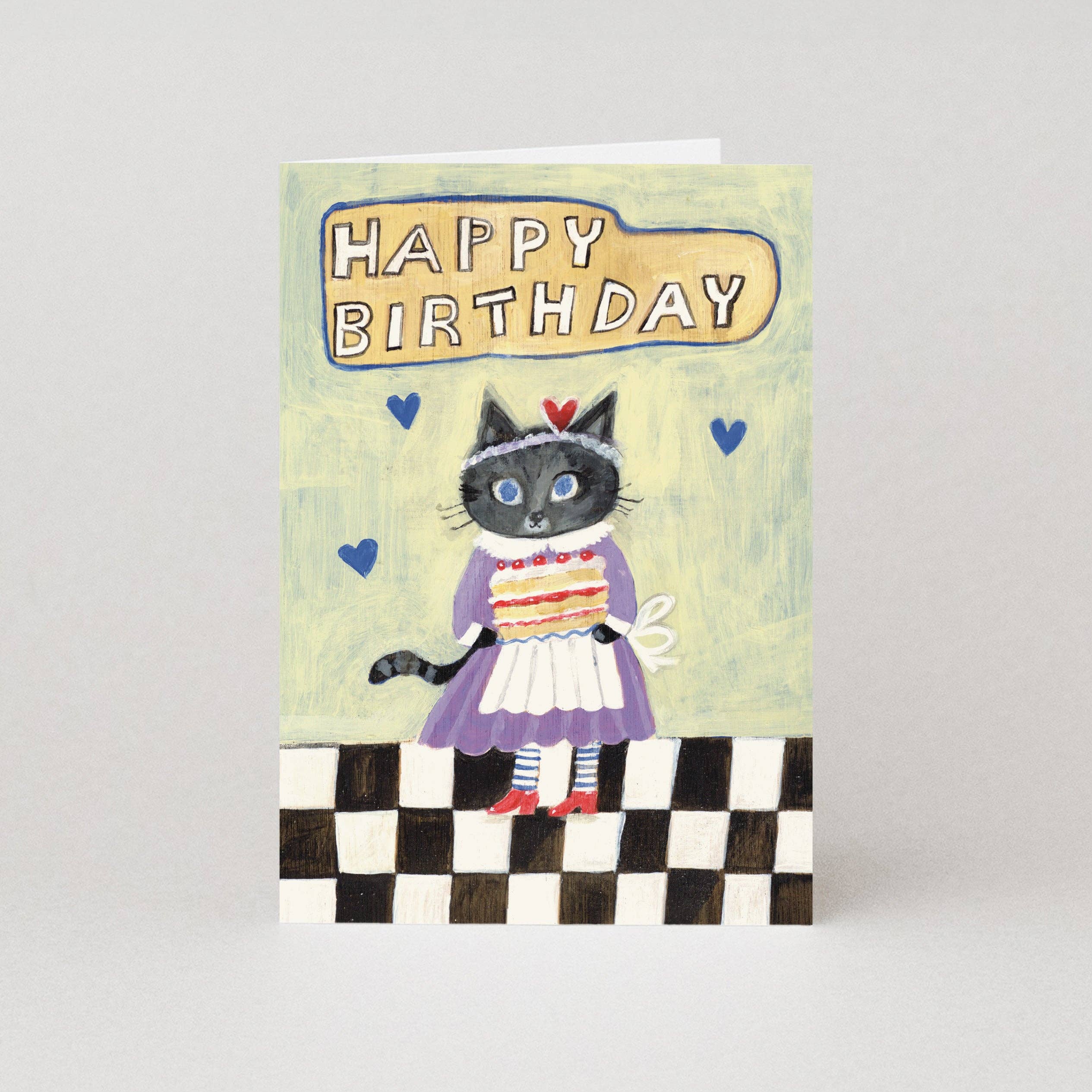 Gateau verjaardagskaart met kat en taart, Moggshop voor Studio Boketto