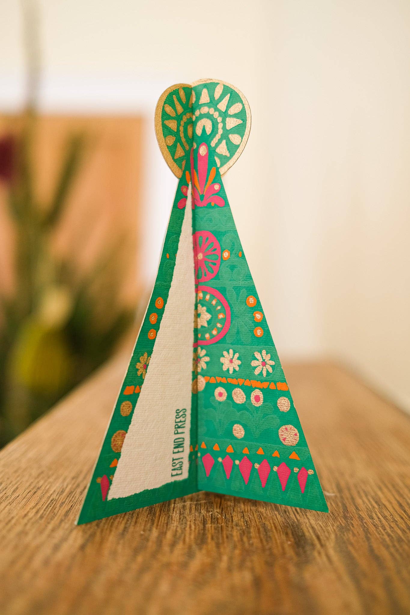 Kerstboom pop-upkaart van gerecycled papier