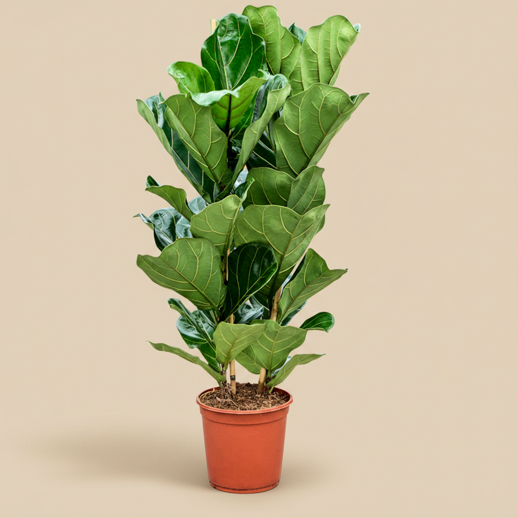 Ficus lyrata – warme beige studioachtergrond