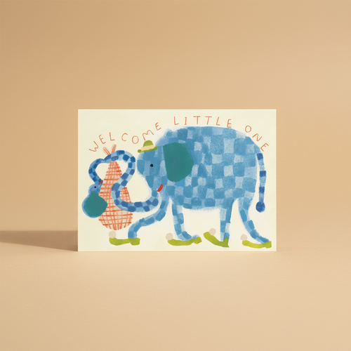Geboortekaartje met babyolifant van Holsen Studio, A6 wenskaart
