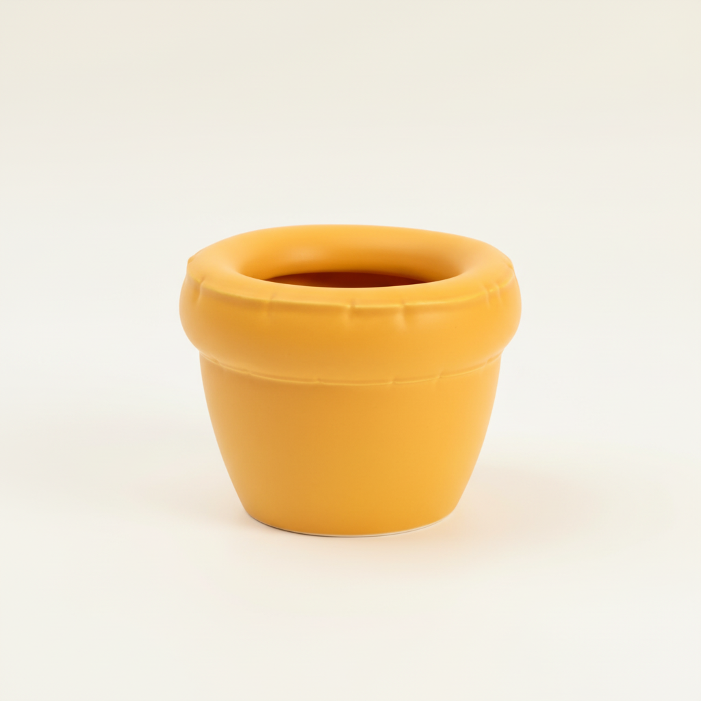 Gele plantenpot studio packshot