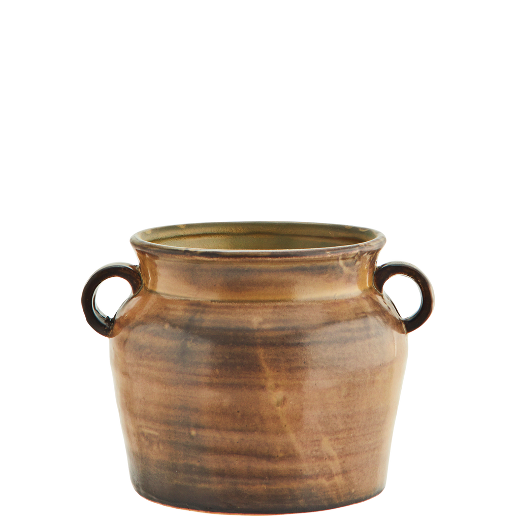 Stenen bloempot mosterd bruin – Madam Stoltz
