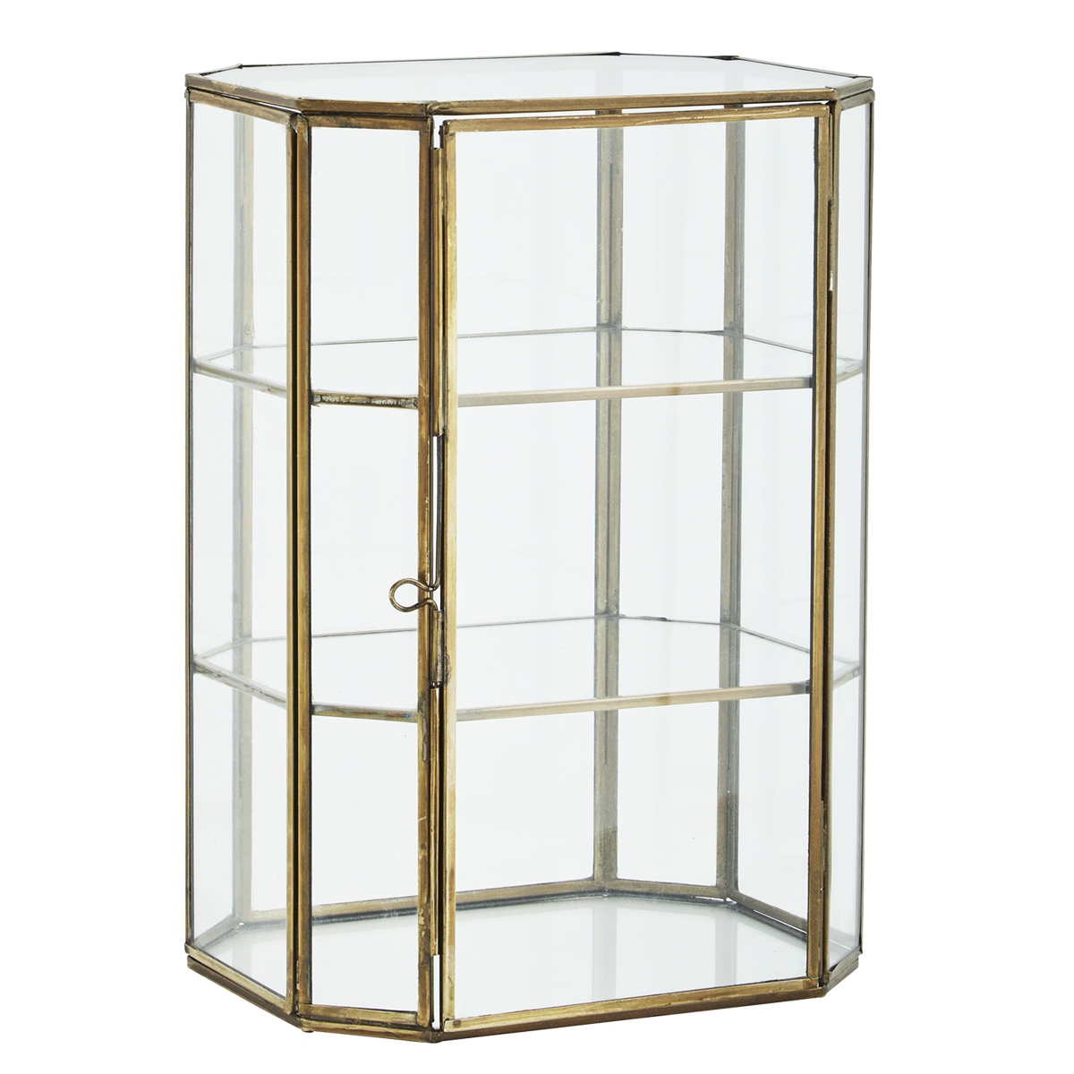 Glazen vitrinekastje antiek messing – Madam Stoltz