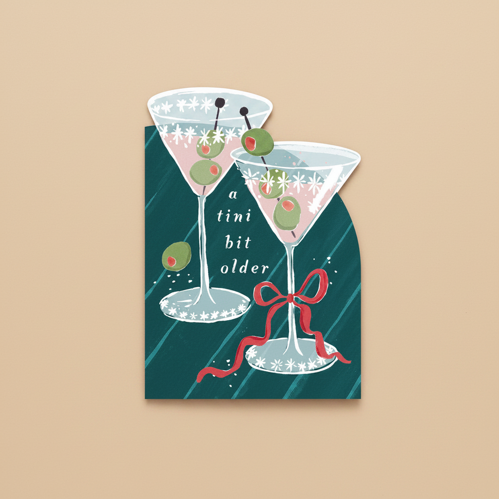 Ietsje Oudere Martini Verjaardagskaart | Verjaardagskaarten
