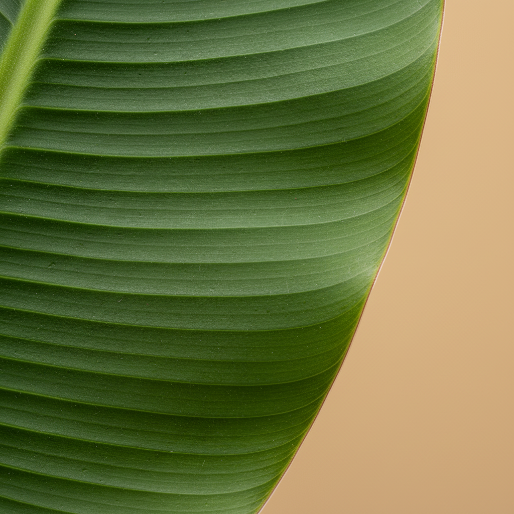 Musa Tropicana – close-up blad, beige studioachtergrond