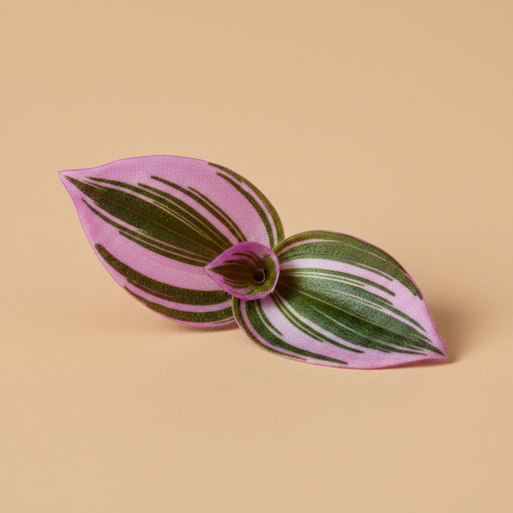 Close-up van het roze-groen gestreepte blad van de Tradescantia Nanouk