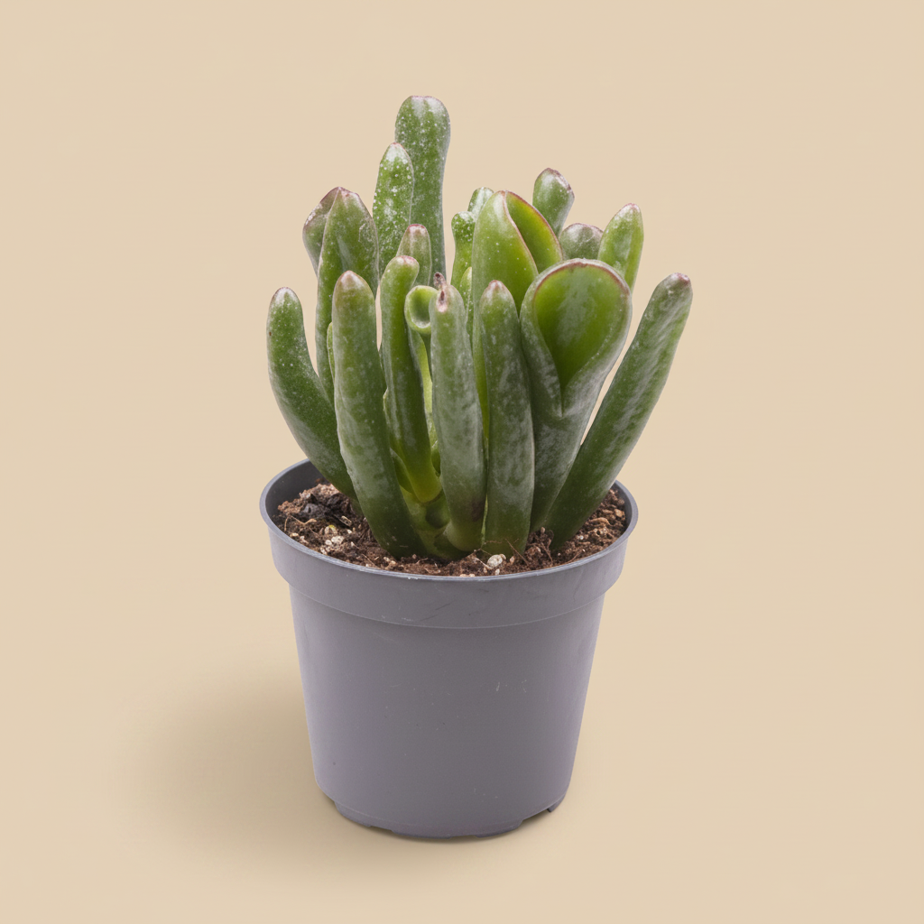 Crassula ovata Coral op warme beige studioachtergrond