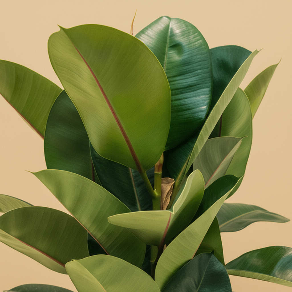 Ficus elastica Robusta - Detail glanzende bladeren