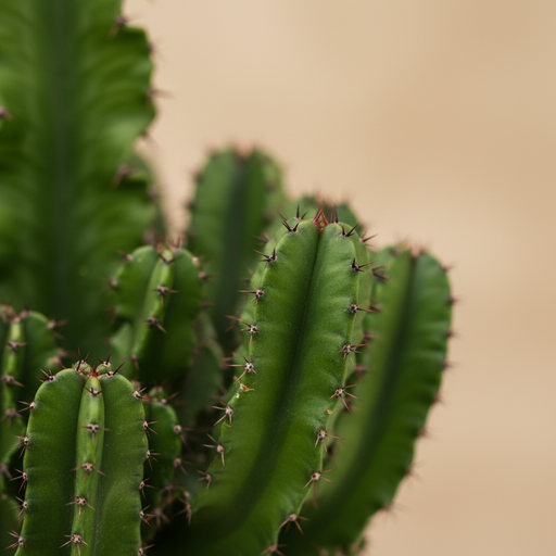 Close-up van Euphorbia erytrea groene stengels met stekels