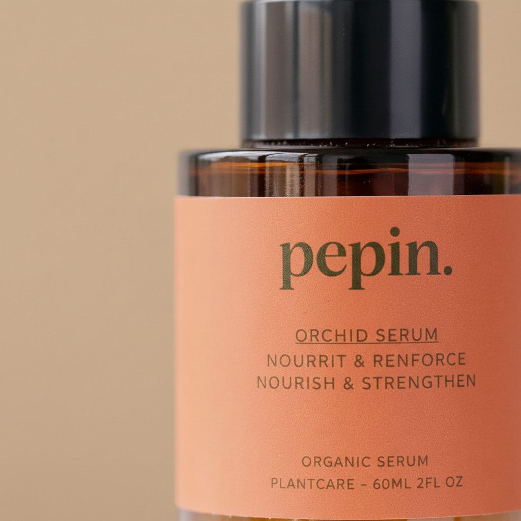Close-up van Pepin Orchid Serum label