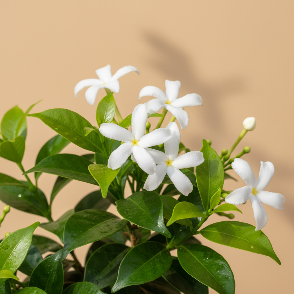 Trachelospermum Jasminoides – close-up bloem en blad