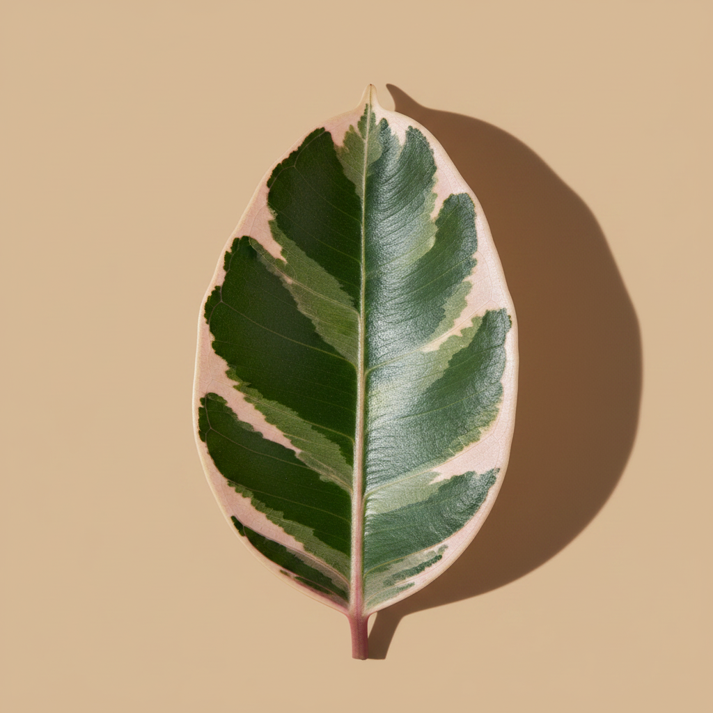 Ficus elastica Tineke – close-up bont blad