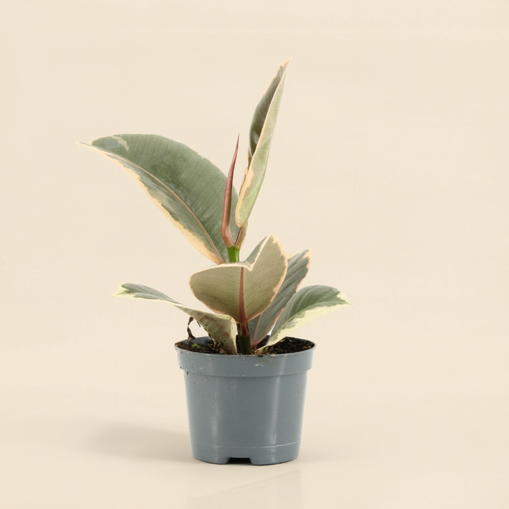 Ficus elastica Tineke – beige studioachtergrond