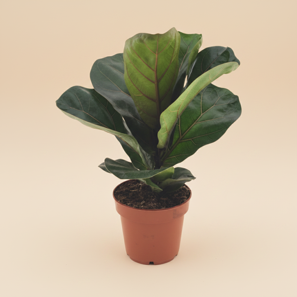 Ficus Lyrata Bambino – warme beige studioachtergrond