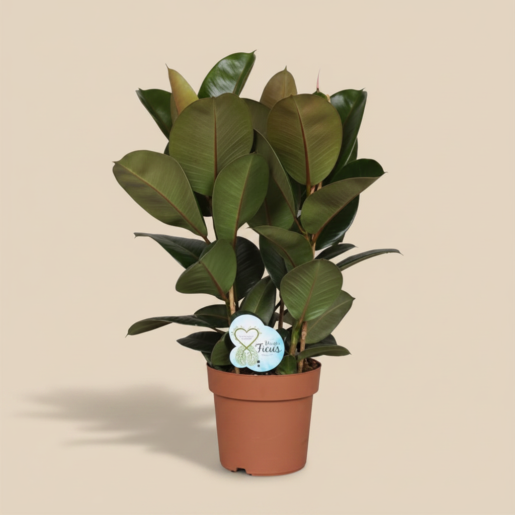 Ficus Elastica Robusta – beige studioachtergrond