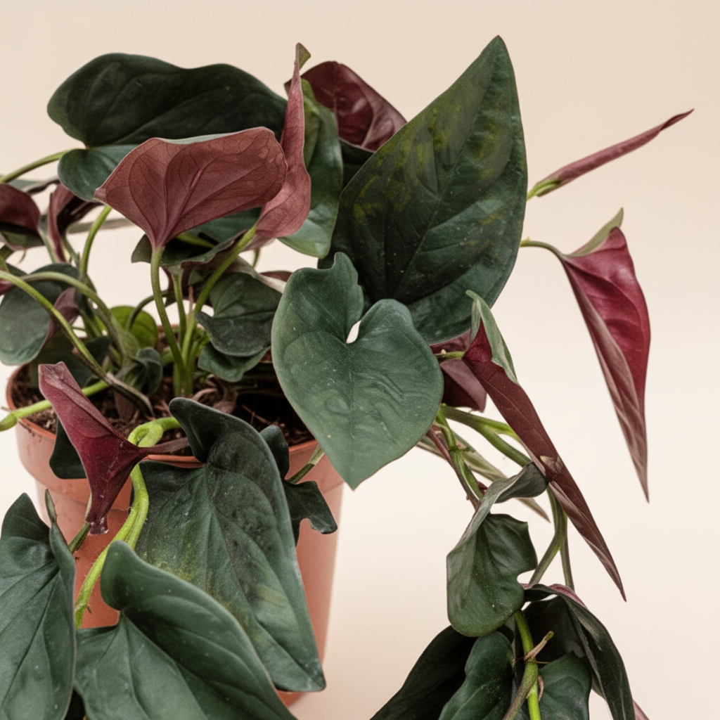Syngonium Red Arrow - Detail roodroze bladeren