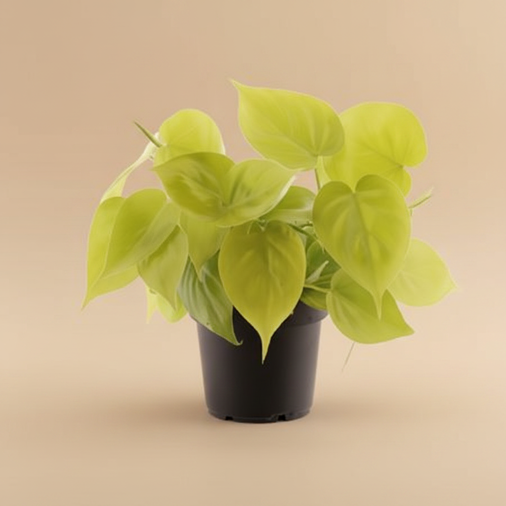 Philodendron Scandens Micans Lime – beige studioachtergrond