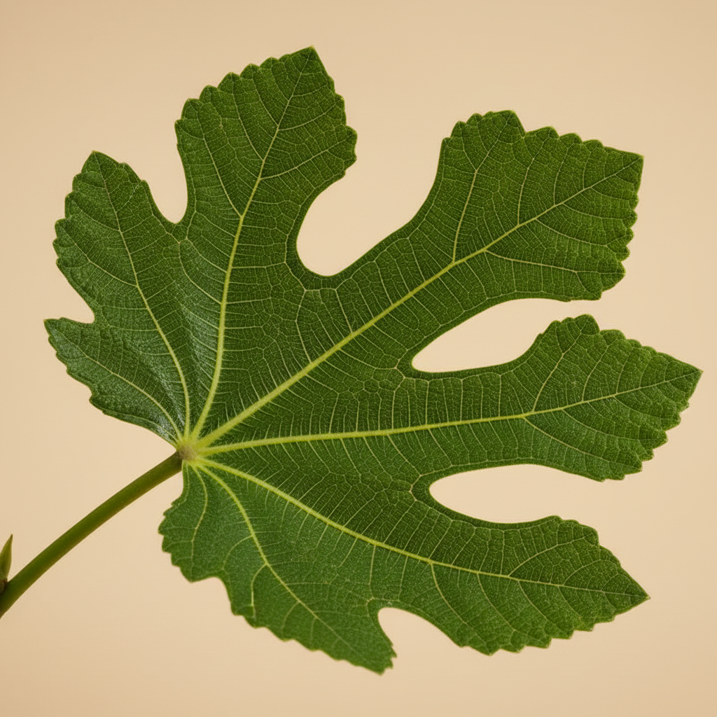 Ficus Carica blad close-up op warme beige studioachtergrond