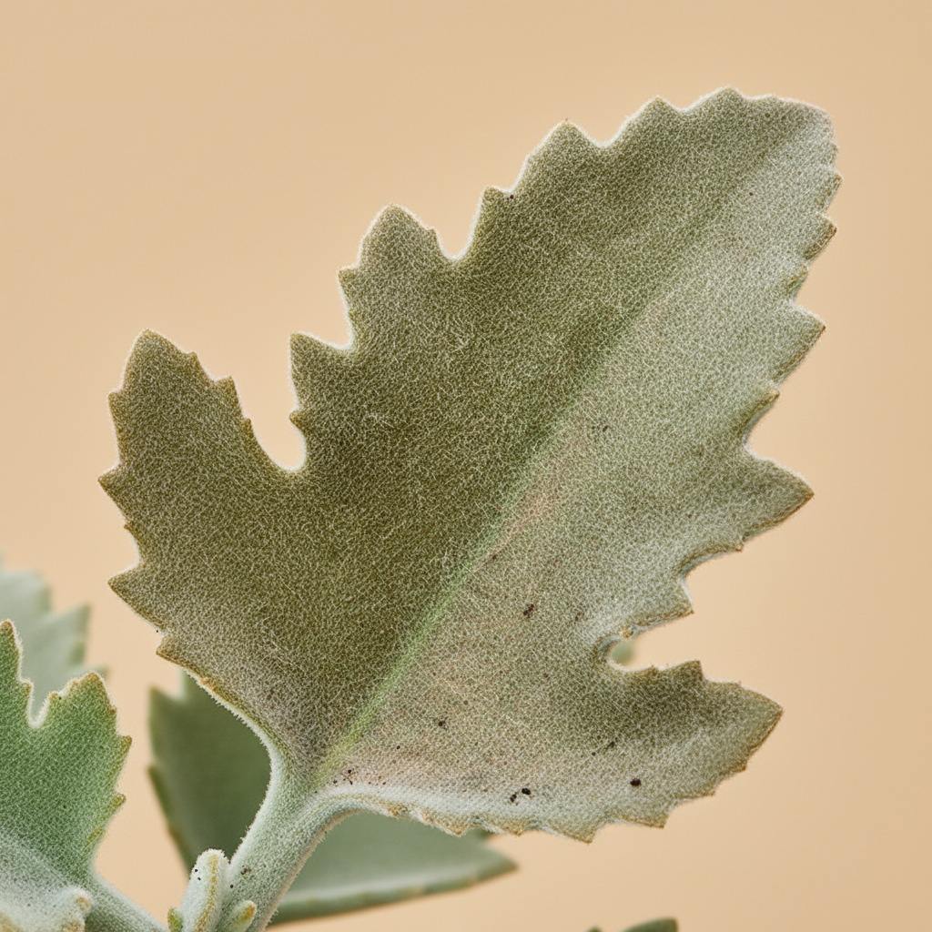 Close-up van het fluweelzachte gelobde blad van de Kalanchoe beharensis Oak Leaf