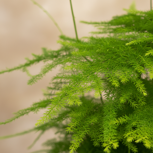 Close-up van Asparagus setaceus veervormige bladeren