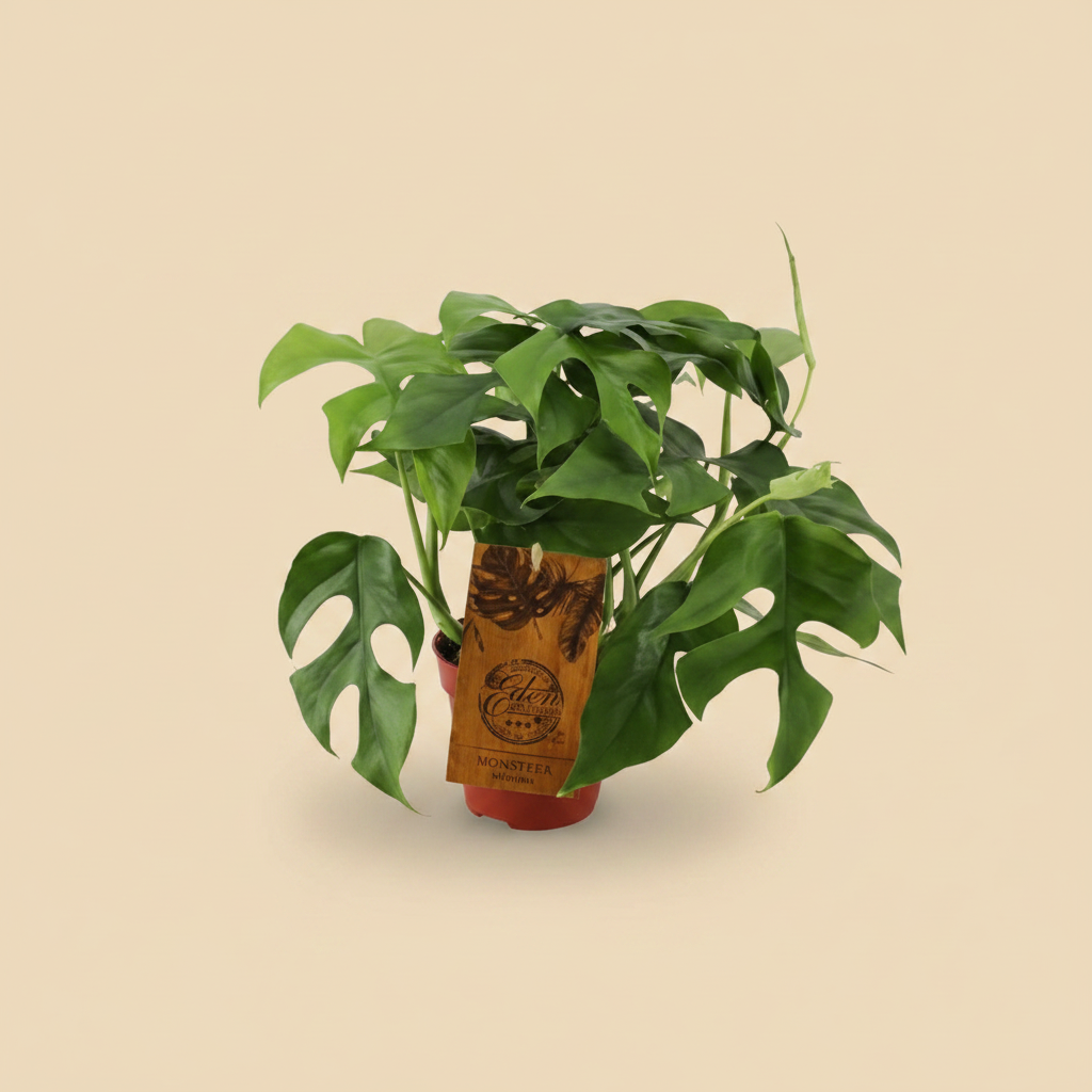 Monstera Minima (kleinbladig) – warme beige studioachtergrond