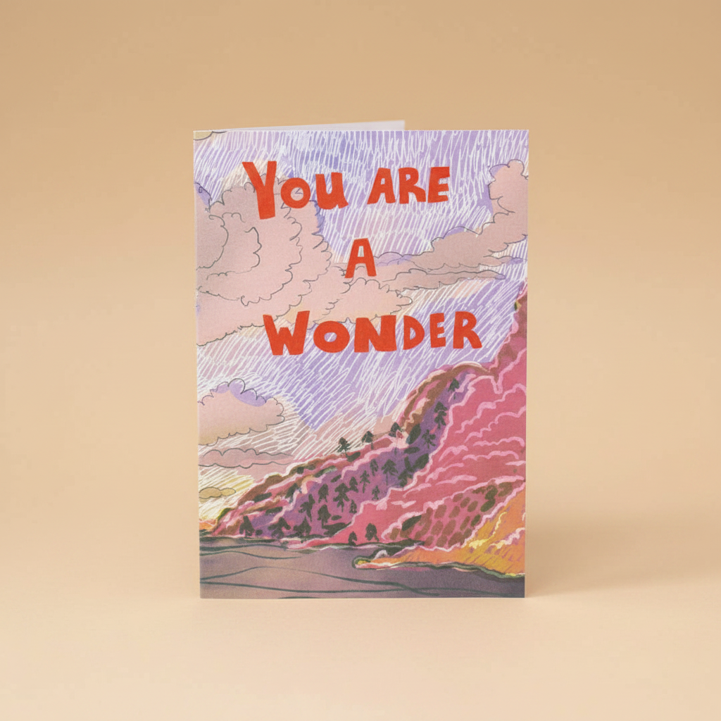 Je bent een Wonder A6-wenskaart op zandbeige studioachtergrond