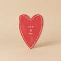 Hartvormige liefdeskaart met de boodschap you & me