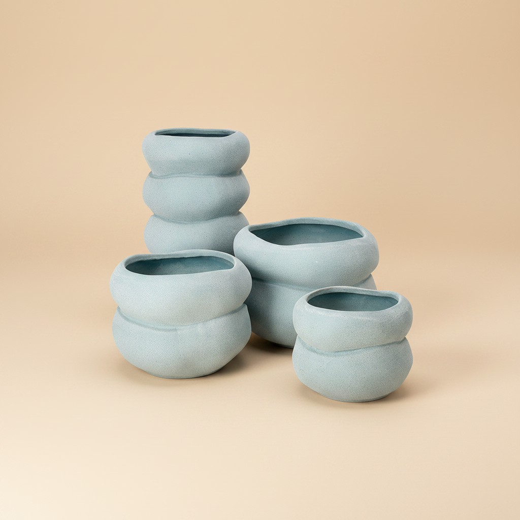 Light blue bubble potten