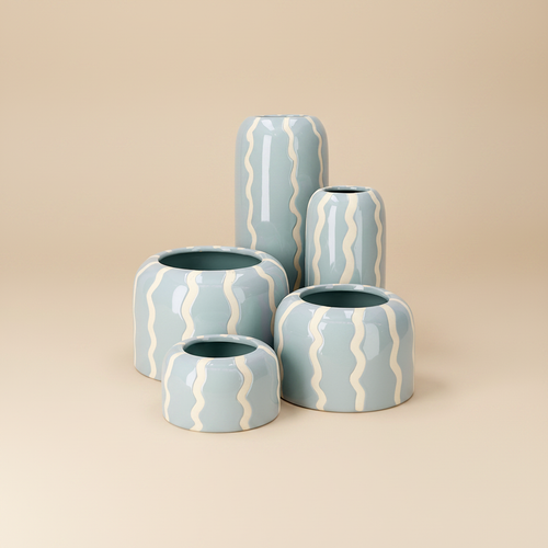 Light Blue wavy vazen collectie