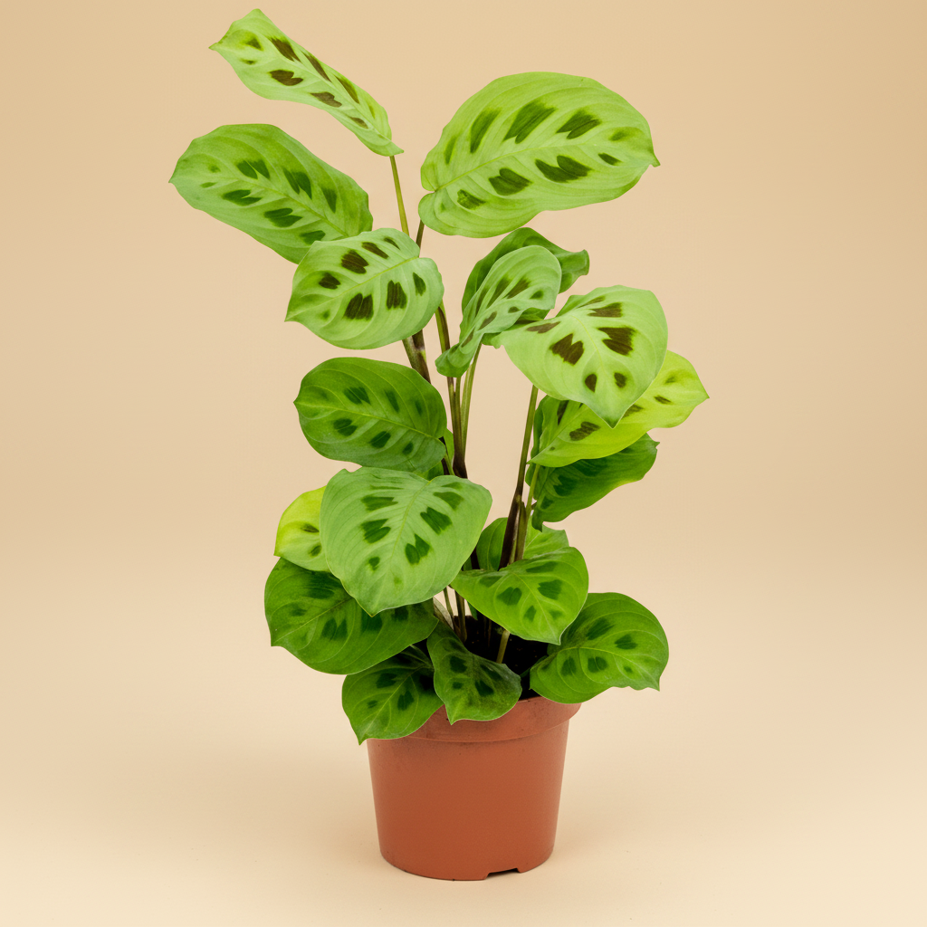 Maranta leuconeura – warme beige studioachtergrond