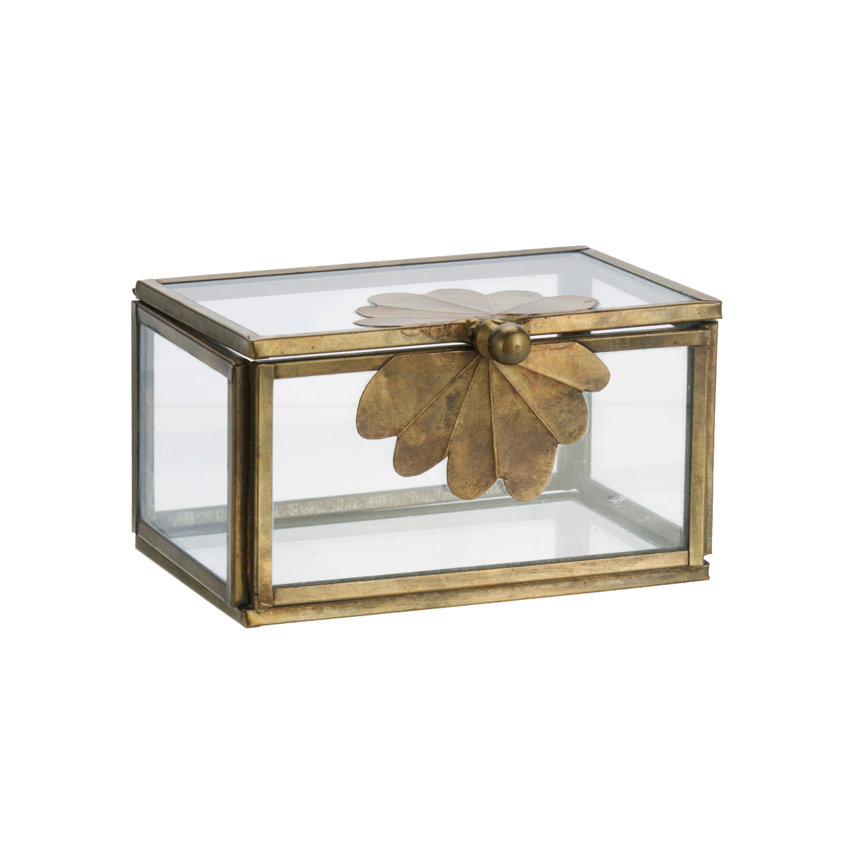 Glazen doosje met messing blad – Madam Stoltz