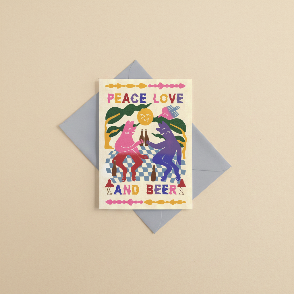 Peace, Love & Beer wenskaart