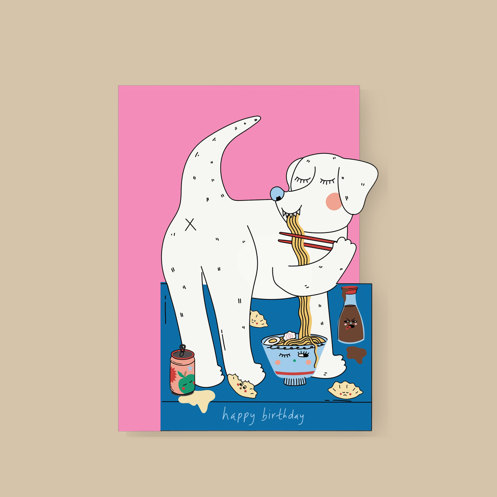 Hey dog gyoza, die cut birthday, funny cards | catalogusfoto