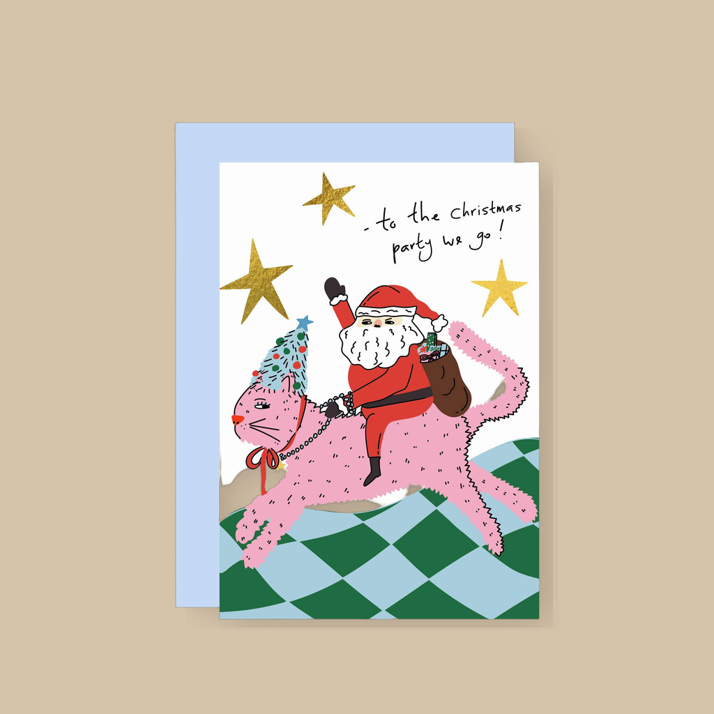 To the party we go, Christmas card 2026, funny Christmas car | catalogusfoto