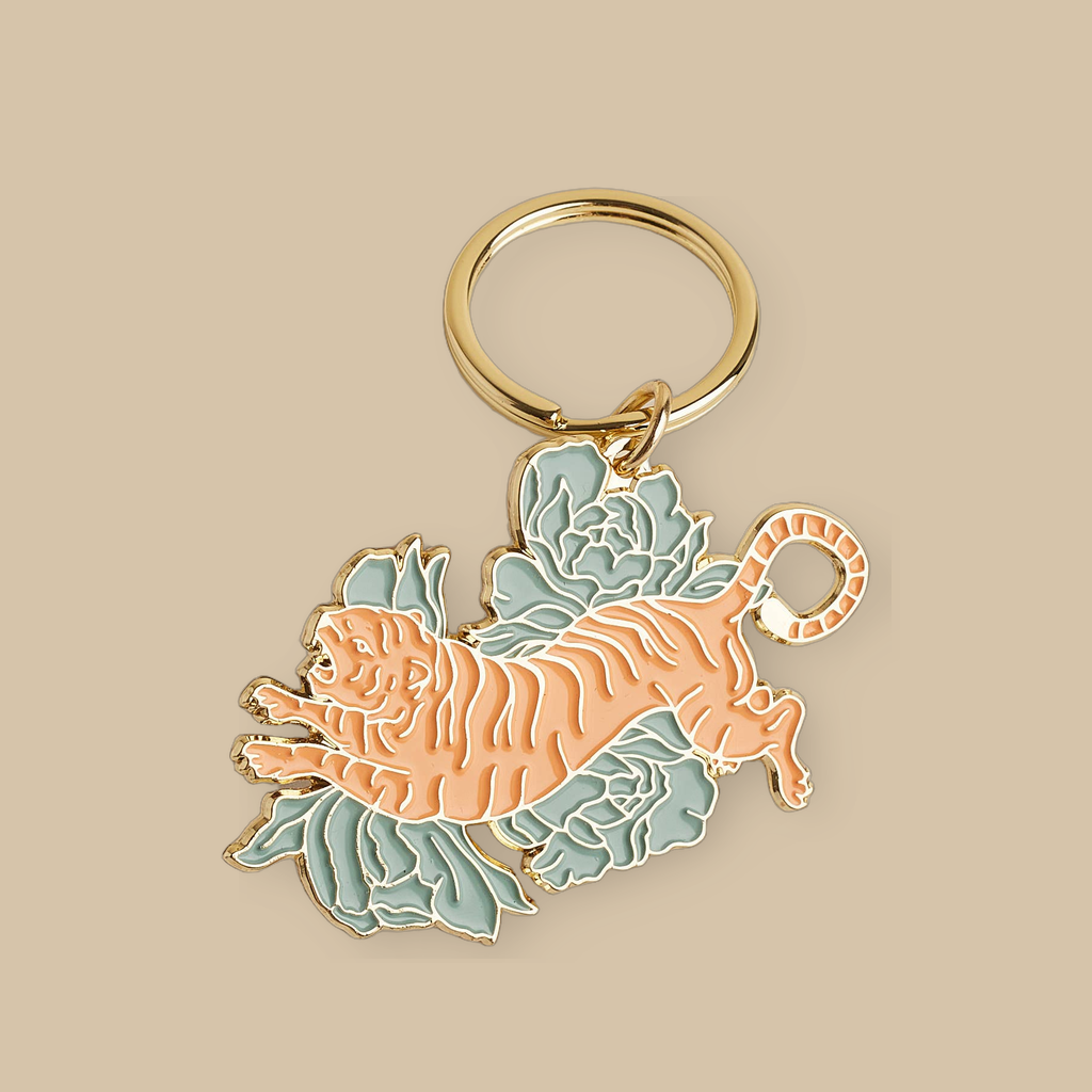 Emaille sleutelhanger met bloemenmotief: Los | catalogusfoto