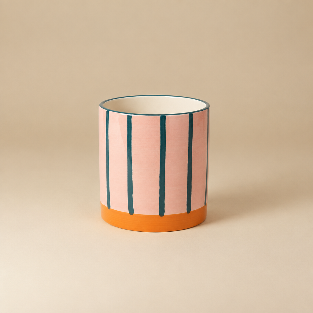 Sara oranje/roze/petrol lijnen 10 cm | catalogusfoto