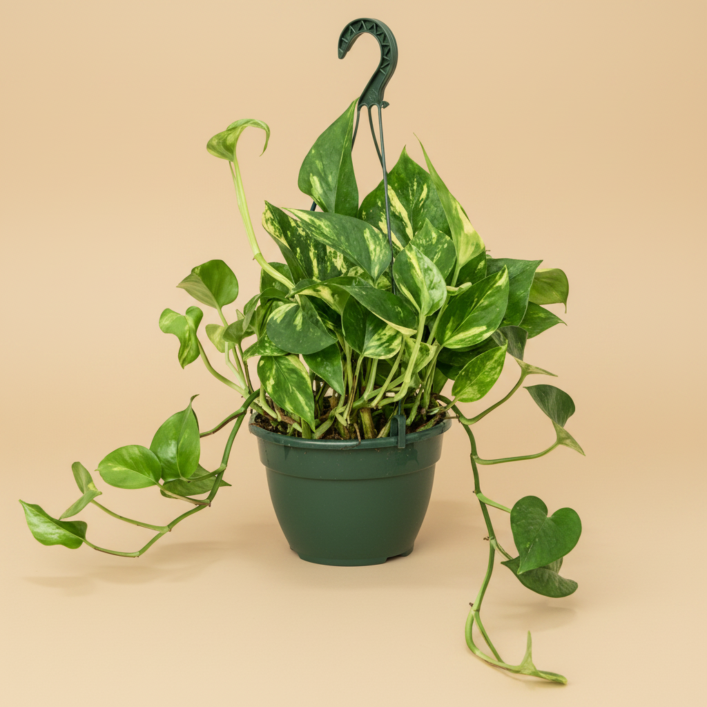 Scindapsus (Epipremnum) 'Aureum' – warme beige studioachtergrond