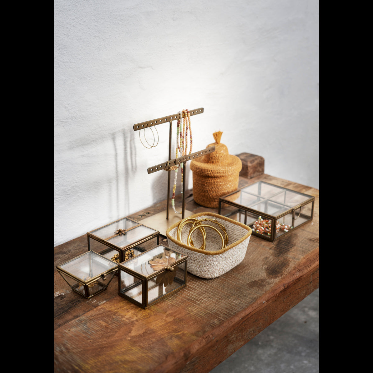 Glazen doosje in interieur