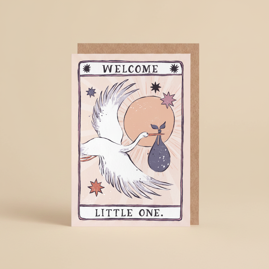 Stork New Baby Card | Genderneutrale babykaarten | Adoptie